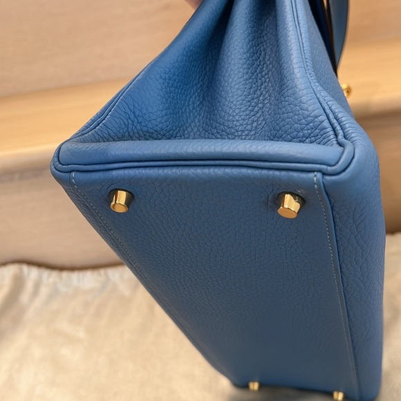 Hermès Kelly 35 Retourne Blue Paradis Clemence GHW - Picture 7 of 14